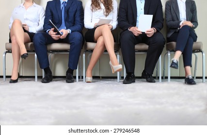 Stressful people waiting for job interview