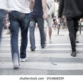 Stressful Spaces, Filtered Blur Abstract People Background, Unrecognizable Silhouettes Of People Walking On A Street