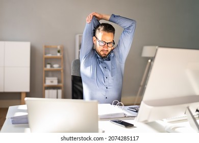 Stretch Exercise Workout At Office Business Desk