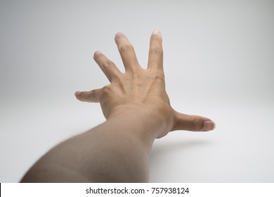 Stretching hand first person point of view