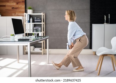 Stretching Office Workout. Desk Stretch Exercise At Workplace