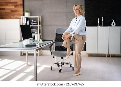 Stretching Office Workout. Desk Stretch Exercise At Workplace