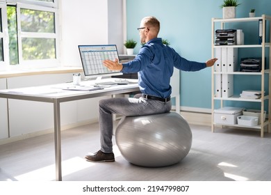 Stretching Office Workout. Desk Stretch Exercise At Workplace