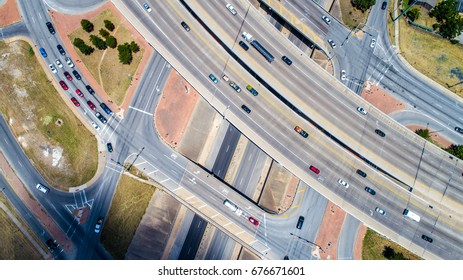 Striaght Down View Of Highway 183 Urban Curved Overpass Intersections At Lamar Street In Austin Texas USA Traffic And Transportation Age