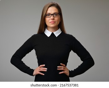 Strict Woman Teacher Black Business Suit Stock Photo 2167537381 ...