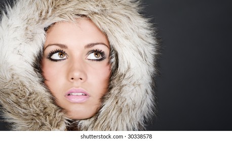 Striking Headshot Beautiful Teen Fur Lined Stock Photo 30338578 ...