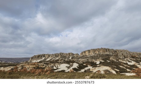 Striking view of the rocky hills in the north of the Kirkinler Byzantine Rock Monastery in Iscehisar district of Afyonkarahisar province in the western Anatolia in Turkey. - Powered by Shutterstock