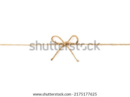 String bow isolated. Jute rope bows, packaging cord knots, knotted rustic gift, eco-friendly natural rope bow Stockfoto © 