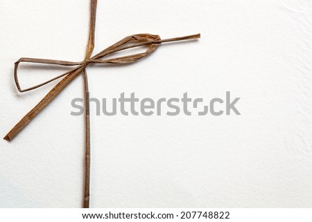 String bow on textured white paper. Foto d'archivio © 