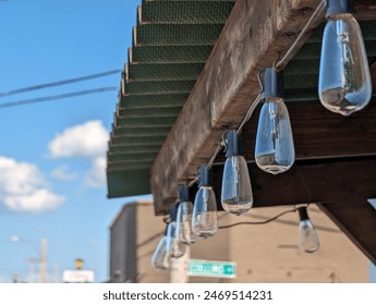 A String of Bulbs Underneath Underneath an Overhang