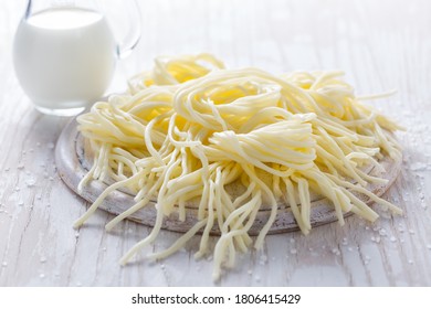 String Cheese Or Cheese Whip (korbaciky) - Salty Snack Cheese, National Delicacy From Slovakia. Made From Cow Or Sheep Milk