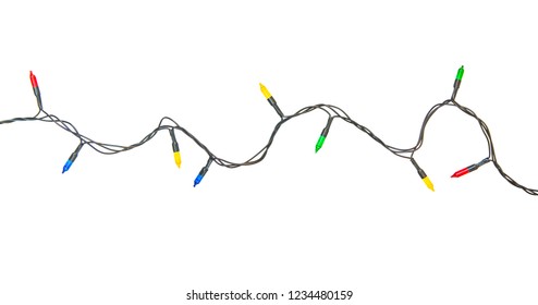 String Of Christmas Lights Isolated On White Background With Clipping Path
