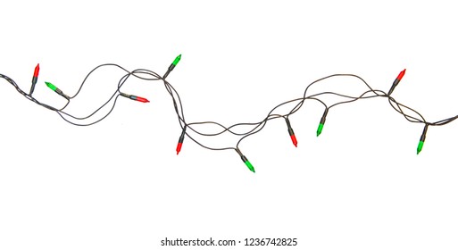 String Of Christmas Lights Isolated On White Background With Clipping Path
