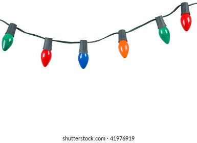 String of christmas lights isolated on white
