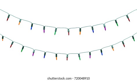 String Of Christmas Lights Isolated On White Background With Clipping Path