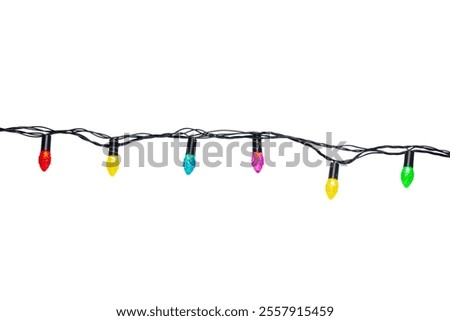 String of christmas lights isolated on white background With clipping path