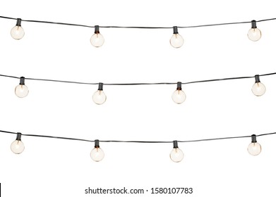 String of Edison Bulb lights on white background