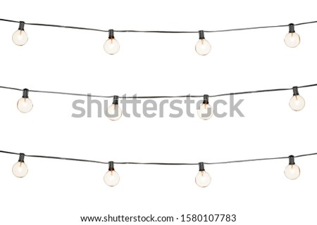 String of Edison Bulb lights on white background