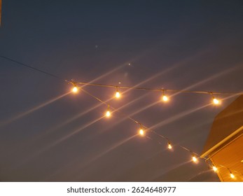 string lights outside at night
