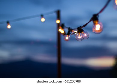 String Of Lights In A Rocky Mountain Sunset 