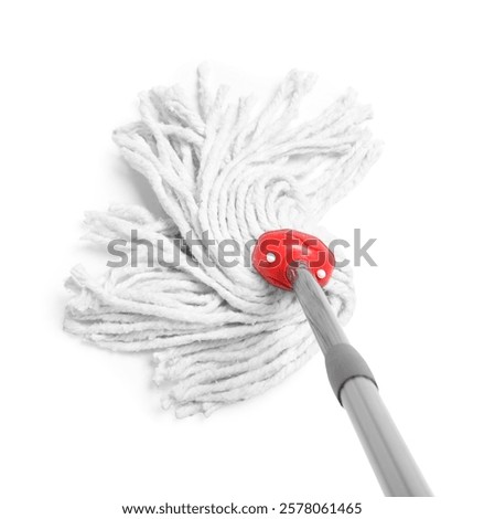 String mop isolated on white, above view. Cleaning equipment