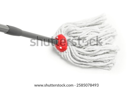 String mop isolated on white, above view. Cleaning equipment