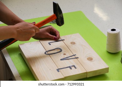 String And Nails Art Lettering (Nice Handmade Gift Idea) 