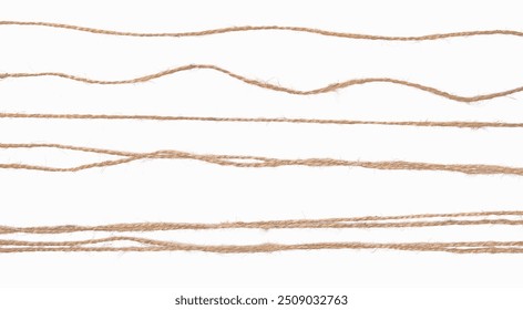 String, set rope isolated on white, top view
