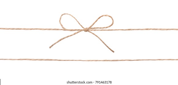 String twine rope bow isolated on white.Decoration parcel. - Shutterstock ID 791463178