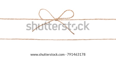 String twine rope bow isolated on white.Decoration parcel.