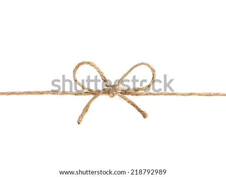 string or twine tied in a bow isolated on white background