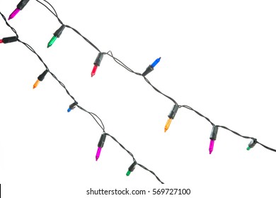 string wired bulbs on white background.