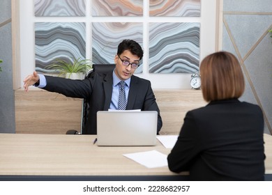 Stringent interviewer refusing to hire young inexperienced girl in the office	 - Shutterstock ID 2228682957