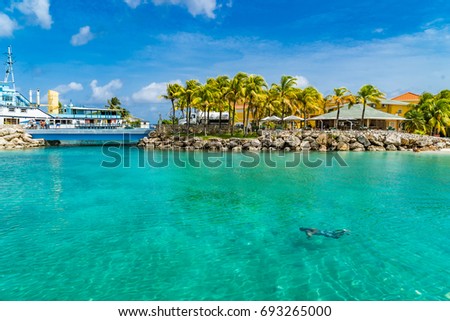 A strip of Beaches      Views around the Caribbean Island of Curacao in the Netherland Antilles