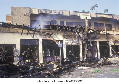 Strip Mall Burned Out During 1992 Riots, South Central Los Angeles, California