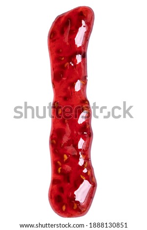 strip of raspberry jam isolated on white 