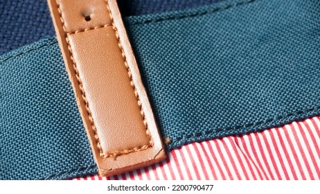 Stripe Fabric And Leather Bag Detail