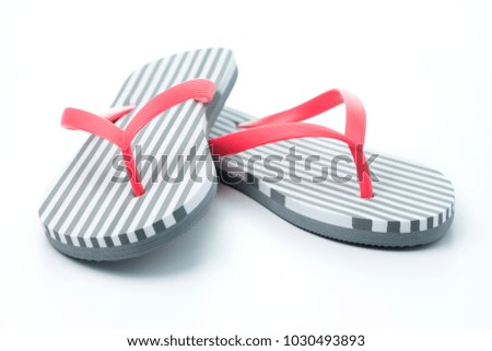 Stripe flip flops isolated on white background