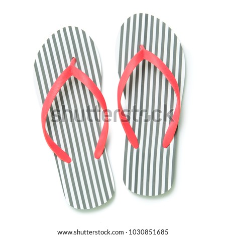 Stripe flip flops isolated on white background