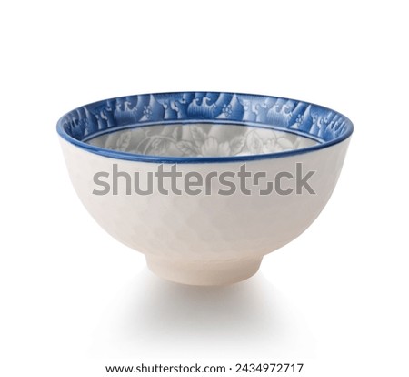 Stripe painted bowl .Benjarong , antique ceramic . Vintage Thai's style porcelain ceramic , souvenir from Thailand isolated on white background. 