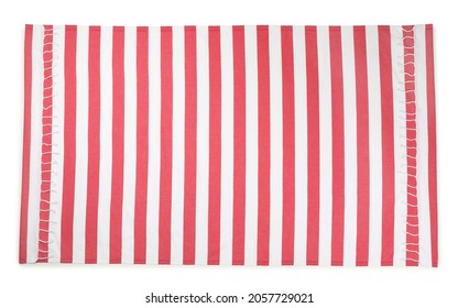 Striped Beach Towel Isolated On White, Top View