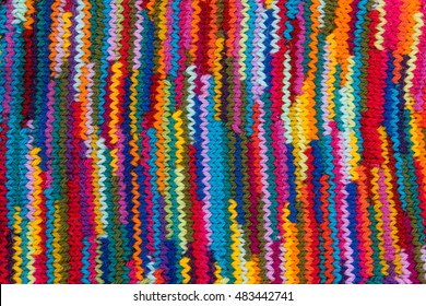 Striped Colorful Wool Texture Handmade Patten Closeup Macro Blue Red Green Yellow Pink Purple Orange