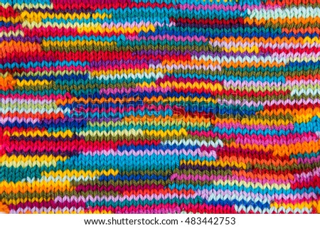 striped colorful wool texture handmade patten closeup macro blue red green yellow pink purple orange