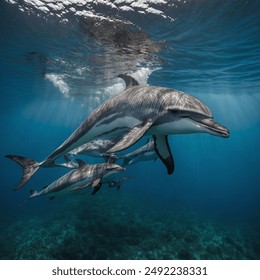 The striped dolphin is a lively, social dolphin known for its striking black and white stripes.  These acrobatic dolphins are found in warm waters around the world.