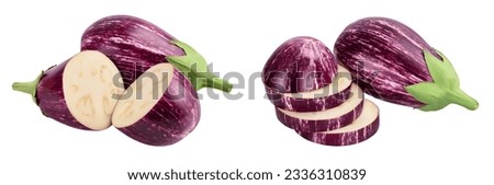 striped eggplant graffiti isolated on white background with full depth of field.