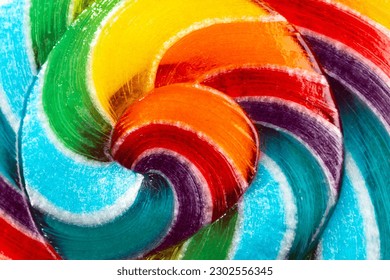 Striped multicolor Lollipop close-up. Colorful background - Powered by Shutterstock