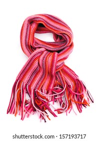 Striped Scarf Isolated  On White