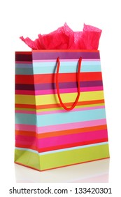 Striped Shopping Bag Isolated On White