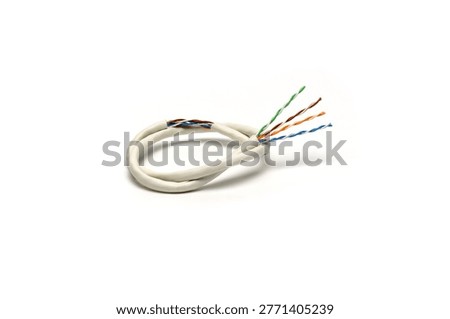 Stripped Ethernet Cable Showing Internal Twisted Pair Wires