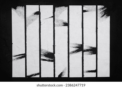 Strips of white paper on a black background. Abstract background.